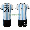 Maillot de Supporter Argentine Paulo Dybala 21 Domicile Coupe du Monde 2022 Pour Enfant